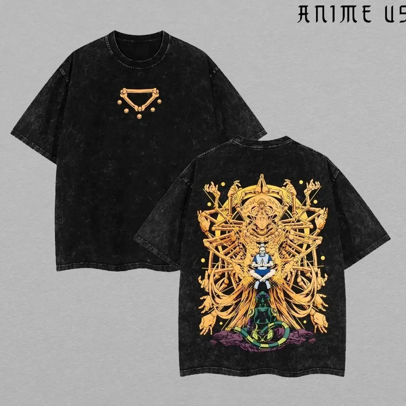 Netero vs Meruem Hunter x Hunter Shirt – Vintage Washed Anime Tee, Heavyweight Oversized Streetwear, HxH Graphic Tee, Classic Manga Battle Merch, Gift for Anime Fans, Soft Cotton Casual Wear SRE ZG3