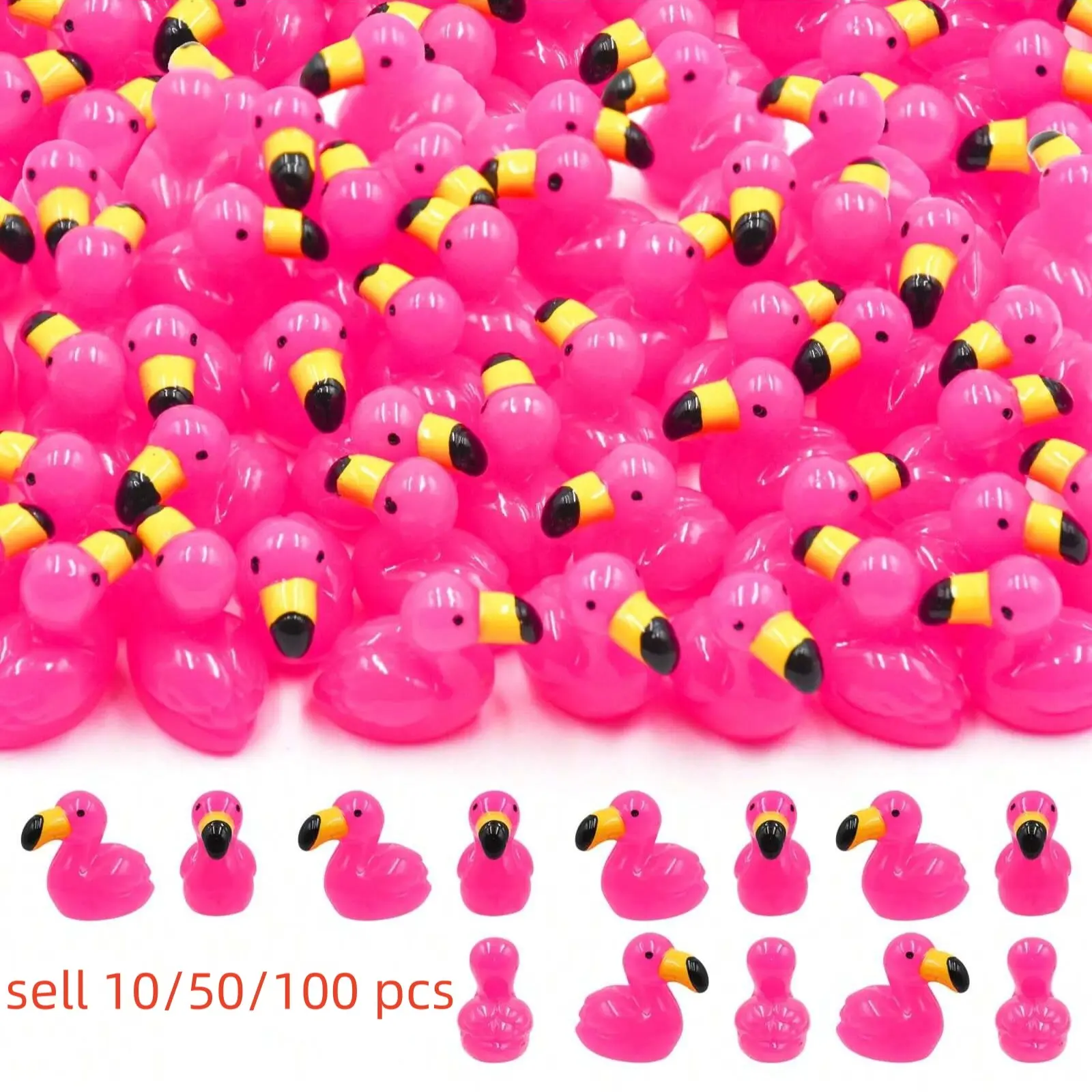 10/50/100 Pcs Mini Resin Flamingo Ducks, Flamingo Tiny Ducks, Cute Flamingo Figurines Ideal For Cake Topper Garden Dollhouse Landscape Aquarium Ornaments DIY Craf