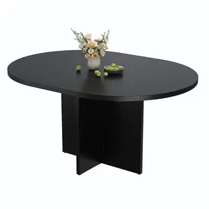 59 Inch Wood Color Extendable Dining Table, Round to Oval Kitchen Table for 4-6 People (Table Only)
