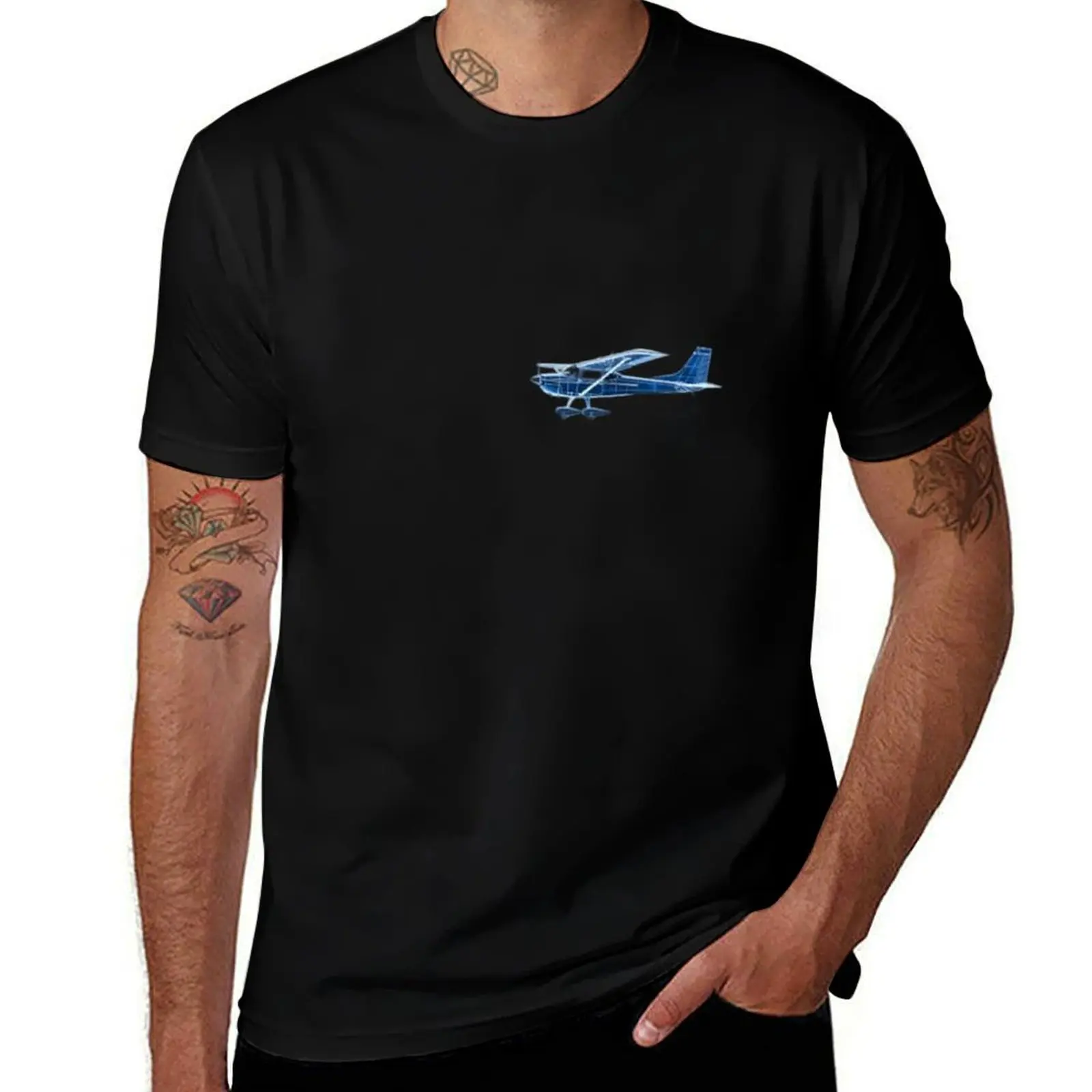 Pilot C172 Airplane Mens T Shirts Cotton Short Sleeve T-Shirt Crew Neck Tees Casual Shirt