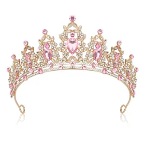 Crown, Tiaras for Women, Crowns for Women, Princess Crown,Pink Crown,Pink Tiara,Queen Crown,Crystal Crown,Wedding Tiaras for Bride Prom Birthday Party Hair Accessories,Rhinestone Headband Tiara Gifts