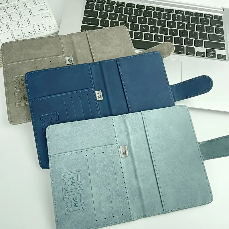 Solid Color Leather Passport Holder - RFID-Shielded Passport Protector for Men and Women, Durable Moisture-Proof Travel Wallet with Magnetic Closure, Document Organizer Travel Accessory, Passport Cover