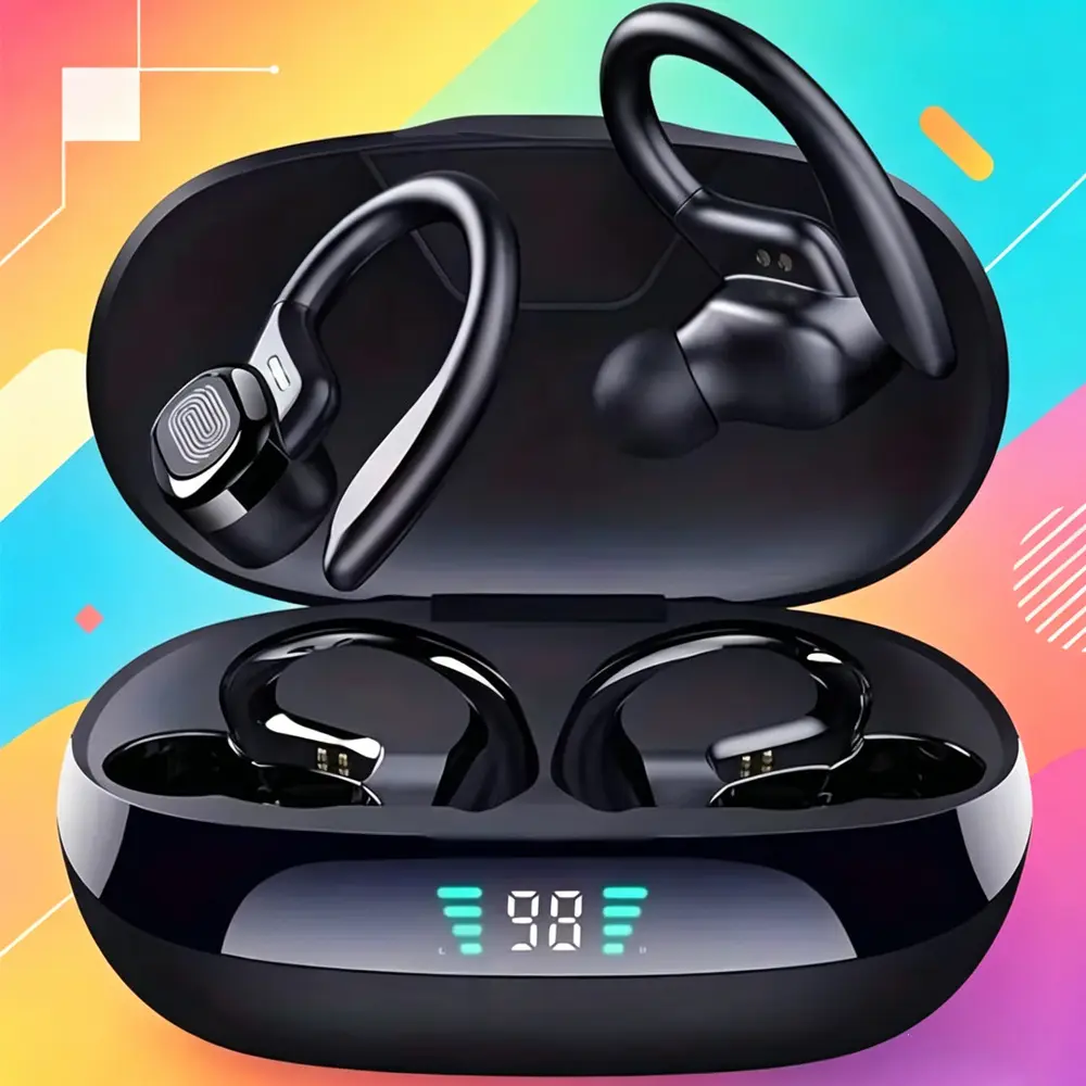 TEMPOMIND Wireless Bluetooth-Compatible Earhook Earbud Headset, In-Ear Design for Daily Calls & Music Listening with Cells Compatibility, Earhook Earphone