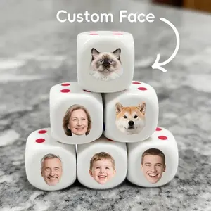 Durable Custom Face Photo Acrylic Dice Set, Personalized Printed, Creative Gift for Party, Birthday Celebrations