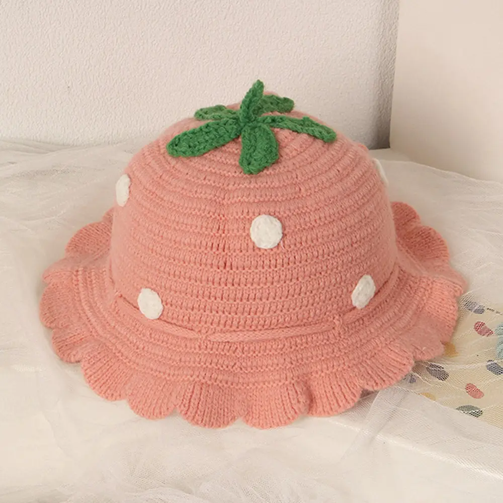 Baby Girl Boy Knit Hat Cute Strawberry Cap Cute Bonnet Fall Winter Infant Toddler Bucket Caps