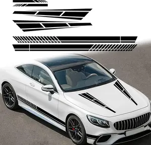 ramuel  Pcs Car Racing Body Personalized Side Skirt Hood Decoration Vinyl Stripe Rearview Mirror Sticker Exterior Accessories are Suitable for All Vehicle SUV Truck OffRoad (Glossy Black)