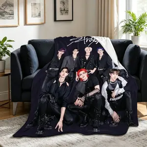 K-Pop Idol Style Flannel Blanket, Soft Cozy Warm Fleece Throw for Adults Kids Girls Women, Couch Bed Sofa Camping Travel Fan Gift