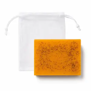 Chemical-Free Unisex Solid Turmeric Lemon & KojicAcid Brightening Bar Soap 3-Pack - Daily Gentle Face & Body Cleanser, Anti-Acne Treatment for Normal to Sensitive Skin, Includes Bubble Net & Serum Body Wash