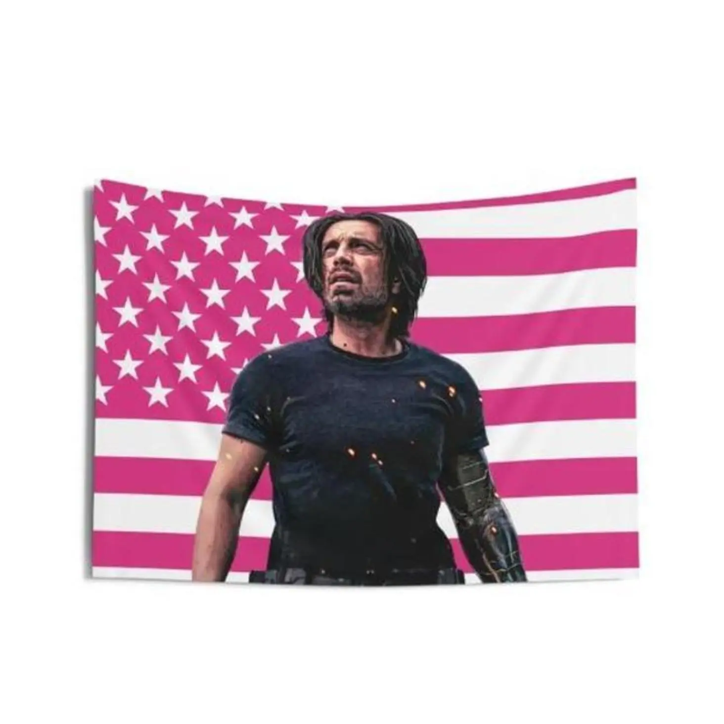Sebastian Stan Pink Bucky Indoor Flag - Home Decor Wall Tapestry bedroom decor cool stuff for room chill room accessories anime room decor tapestry