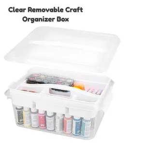 Clear Removable Craft Organizer Box – 20QT Plastic Storage Bin with Lid & Tray for Art Supplies, Playdough, Tools & Puzzles