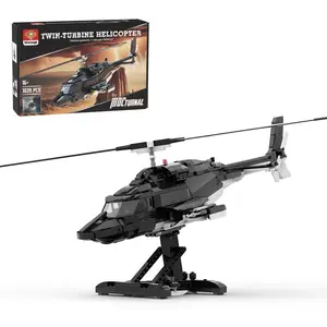 LesDiy Mocsage MOC-149250 MOCturnal AIRWOLF Bell 222 Helicopter Building Blocks (1039PCS)