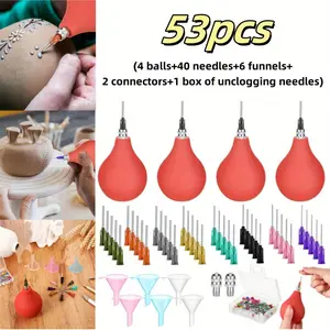 53 Pcs Pottery Tools Supplies,Including Slip Trailing Bottles,Ceramics Glaze Applicator,Precision Tips Applicator for Pottery Bottles Glaze,3 Ounce Clay Tools Set