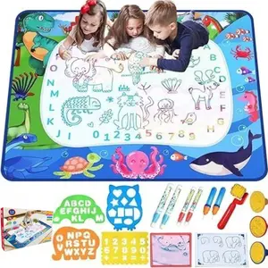 Water Doodle Mat - Kids Painting Writing Color Doodle Drawing Mat Toy Bring Magic Pens Educational Toys for Age 2 3 4 5 6 7 Year Old Girls Boys Age Toddler Gift