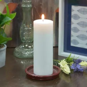 212 MAIN Traditional Hand-Poured Paraffin Wax Cotton Pillar Candles, 3x8 in White 4-Piece Set - Smoke-Free Long-Burn Camping & Hiking Lights, Room Decor Centerpiece