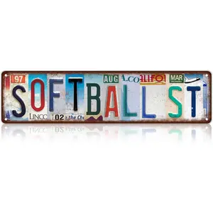 Vintage Softball St Wall Decor Street Signs Home Bar Coffee Metal Tin Signs 16 x 4 Inches