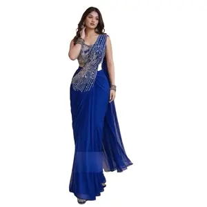 Women's Ready-to-Wear Sequin Embroidery Saree  Womenswear party-wear