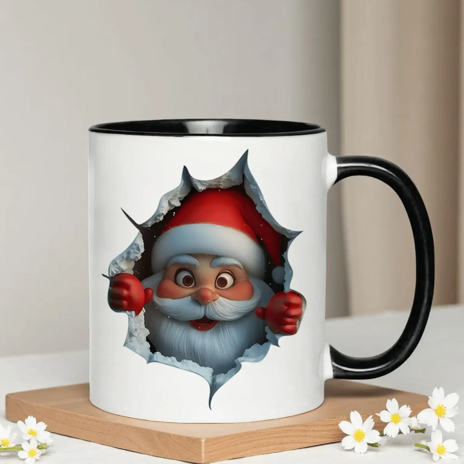 Christmas Ceramic Mug with Santa Claus Design 11 oz 15 oz Coffee Tea Cups Dishwasher Safe Holiday Mug for Home Office Ideal Gift for Coffee Tea