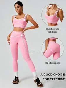 Women's Seamless Colorblock Yoga Set, Quick-Dry High-Waisted Workout Clothes, Gym & Daily Wear, Summer Athletic Wear, All-Season Fashion Sportswear