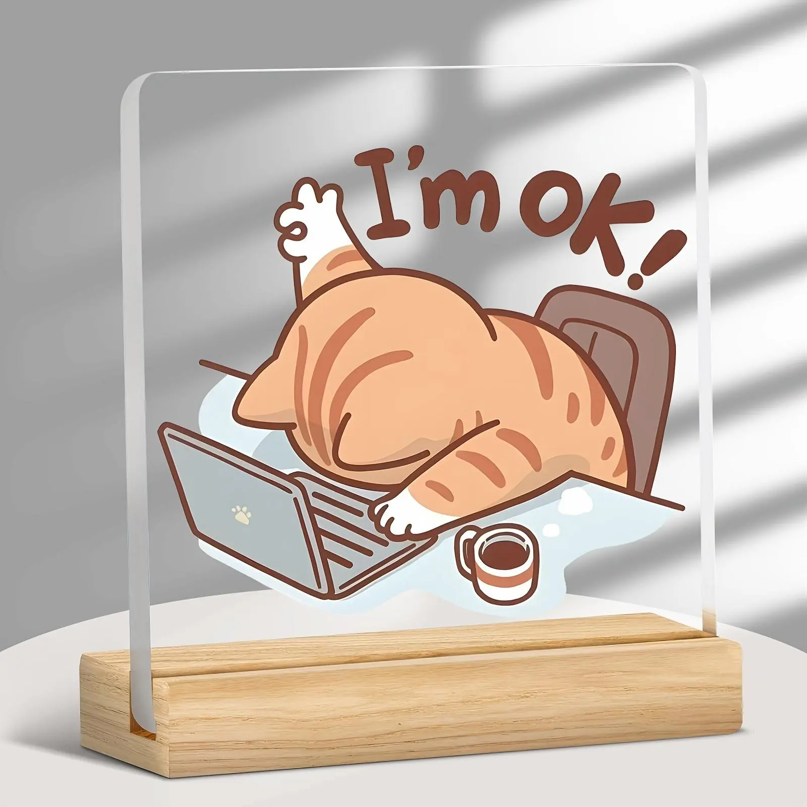 Acrylic Desktop Decorative Ornament, Funny Cat Design Desktop Decoration, Office Home Decor, Birthday Gift, Holiday Gift for Coworker Leader, Acrylic Plaque Decor, Novelty Decor, Home Decor Gifts, Home Decor Products