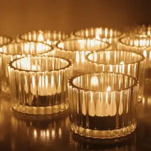 Clear Tealight Candle Holder Set of 12, Glass Tealight Candle Holders for Wedding Party, Bulk Tea Light Candle Holders for Home Decor, 2'' x 1.4'', Clear