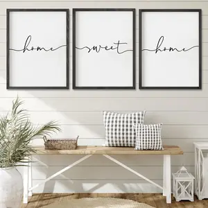 Set of 3 Framed Farmhouse Home Sweet Home Sign 11"x14" Above Bed Wall Decor for Bedroom Decor and Living Room Wall Art Wood Signs (11''x14)