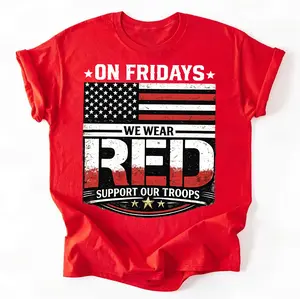On Friday We Wear Red Veterans Shirt, Remember Everyone Deployed Tee, Red Friday USA Military Flag Shirt, Patriotic Veteran Tee