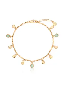Sea Glass Anklet – 18K Gold Plated Coastal Charm Anklet for Women | Beach-Inspired Dainty Jewelry with Glass Charms