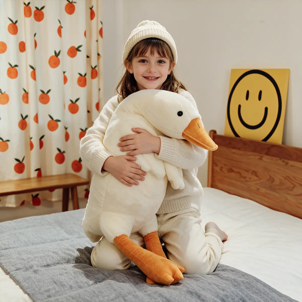 130cm Giant White Goose Plush Pillow Soft Fluffy Large Duck Stuffed Animal Toy Big Goose Body Cushion Gift For Kids Girls Bedroom Decor Sleeping Hug Pillow
