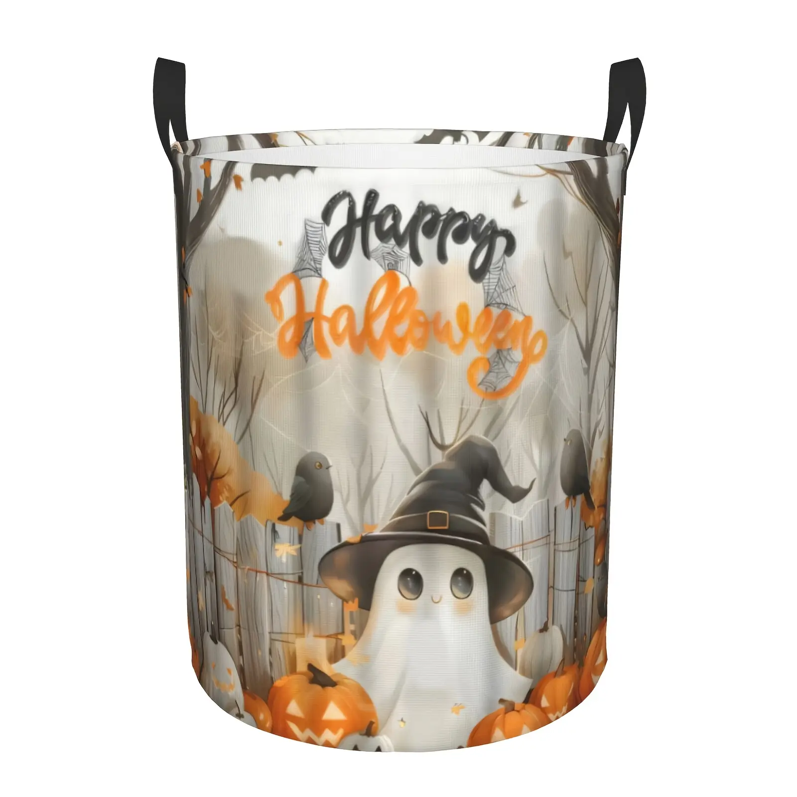 Large Capacity Foldable Laundry Basket - Halloween Laundry Hamper With Witch Cats, Pumpkins, Spill-Proof Clothes Bin, Space-Saving Organizer, Dorm, Bathroom, Laundry Baskets, Halloween Basket, Fall Basket, Halloween Baskets, Spooky Basket
