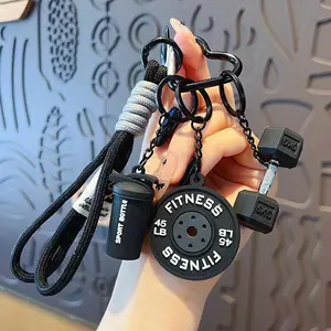 Fitness Keychain Set, Silicone Dumbbell Kettlebell Weight Plate Keychains, Cute Gym Keychain Accessories for Men Women, High Quality Fashion Jewelry Keyring Gift, Workout Lover Bag Charm
