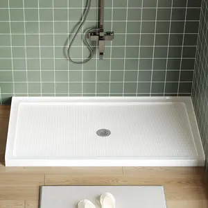Garvee 60''x32'' Shower Base with Solid Structural Support, Premium Anti-Clog & Non-Rust Drain System, Leak-Proof Pan, and Non-Yellowing Surface for Durable and Reliable Use
