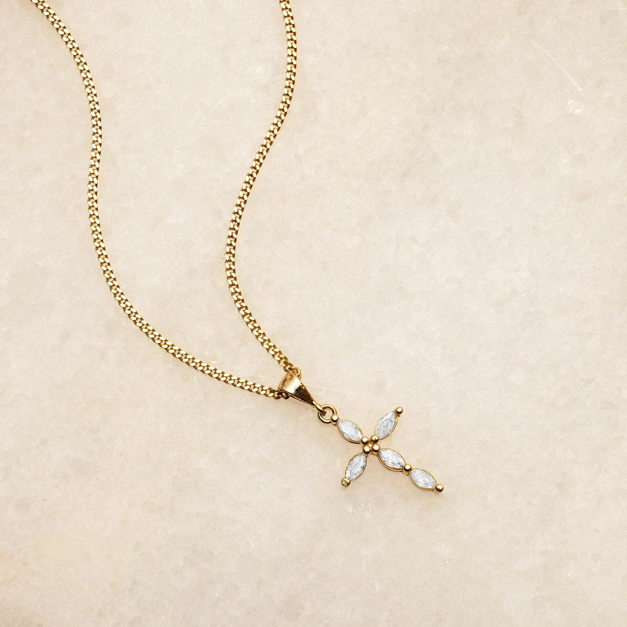 modmints Minimalist Christian Cross Pendant Necklace - Artificial Gemstone Jewelry, Daily Wear Necklace, Baptism Gift,summerwins