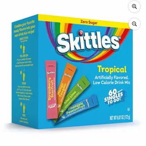 Skittles Zero Sugar Tropical Powdered Drink Mix Variety Pack, 60 pk.