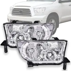 Clear Chrome Headlights Fit For 2007-2013 Toyota Tundra / 2008-2017 Sequoia New
