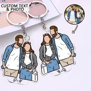 Personalized Photo Keychain, Custom Faceless Portrait, Keychain For Boyfriend, Couple Gift Idea, Gift For Him Boyfriend, Anniversary Gift