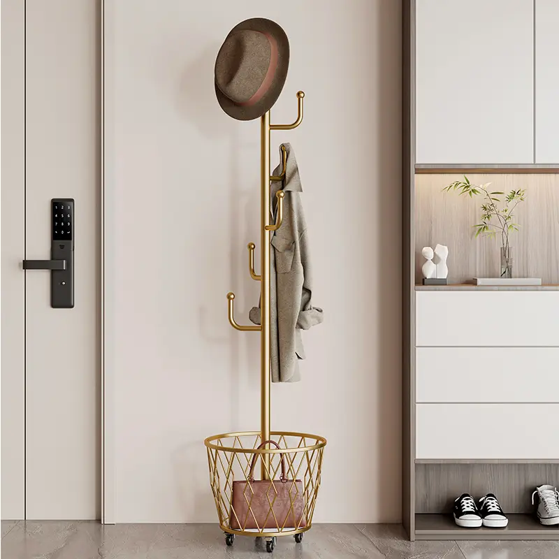 American-Style Mobile Coat Rack with Laundry Hamper︳ Movable Clothing ...