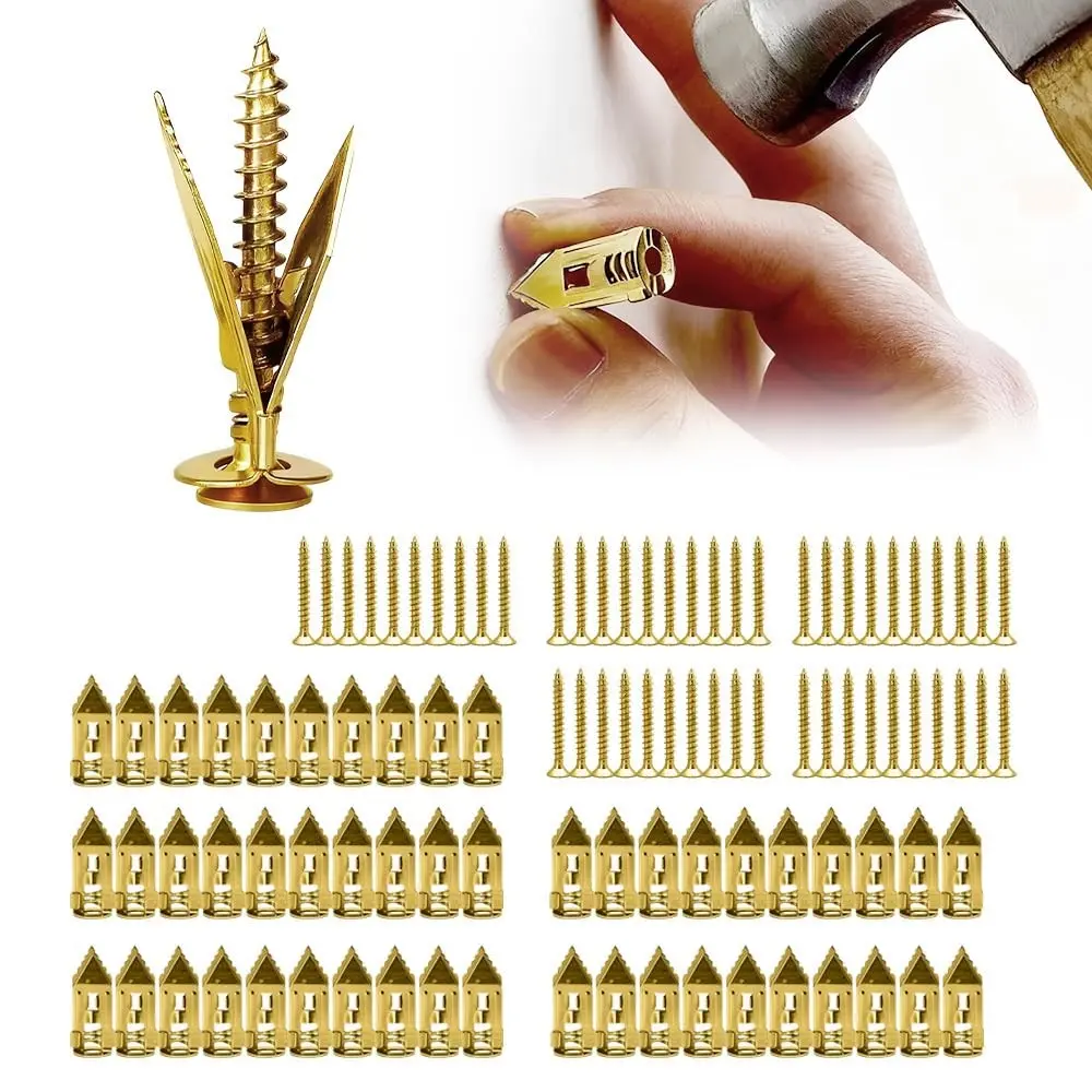 100pcs Self-Drilling Heavy Duty Drywall Anchor Kit, Heavy Duty Fastening, No Drilling Required, Easy Home and Office Hanging, Includes 50 Anchors and 50 Screws