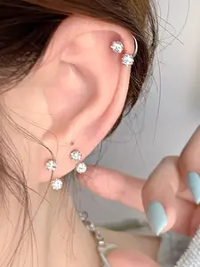 20Gauge Sparkling Clay Ball Horseshoe Earrings, 8mm Hoops for Cartilage/Tragus/Helix/Lip/Nose Piercings, Hypoallergenic Stainless Steel Jewelry, Trendy Jewelry