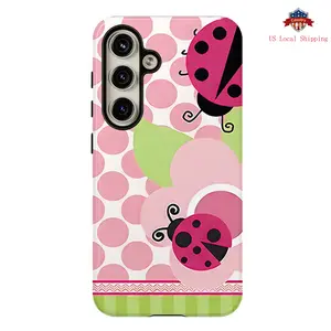 Floral Dot Ladybug Print Phone Case,Shockproof Rugged Cover Dual Layer Soft TPU Hard Bumper Shell for Samsung S26 S25 S24 S23 S22 S21 NOTE20 Ultra A71 A56 A36 Plus FE A06 A13 A14 A15 A16 A23 A25 A26 A34  A52 A53 A54 A55 S25edge