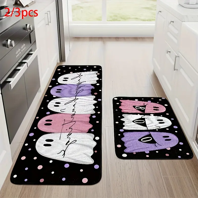Non-Slip Soft Fleece Floor Mat Set - Grip Pad Bath Mats, Cozy Kitchen & Bathroom Decorative Accessory, Indoor Home Gift, Anti-Slip Base, Flannel Top