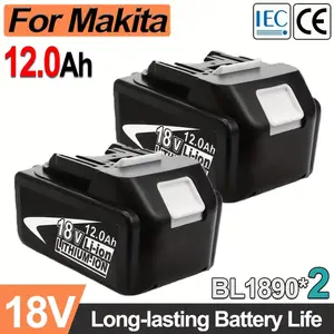 Makita 12.0Ah Lithium-ion Battery Pack for 18V/20V Tools BL1860 BL1850B Series Rechargeable Replacement Battery 12000mAh