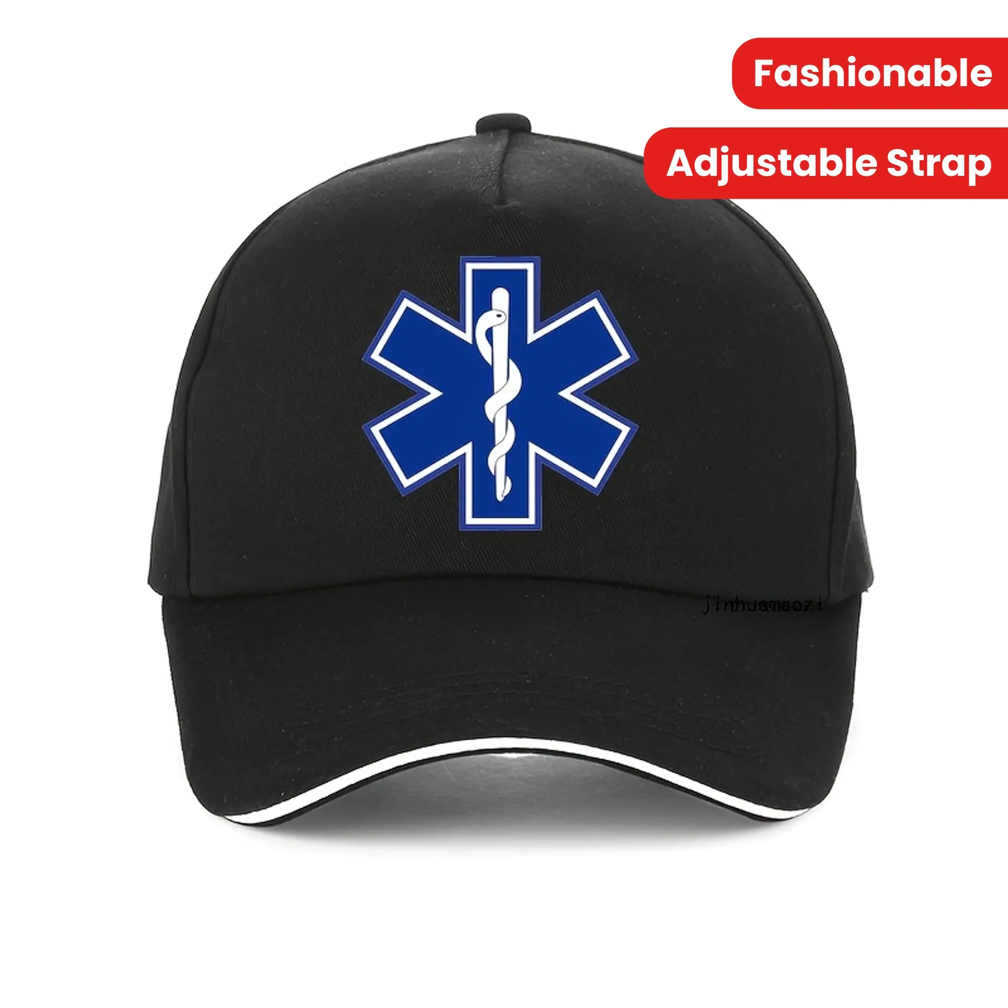 EMT Paramedic Star of Life Emblem Cotton Blend Baseball Cap - Non-Stretch Geometric Pattern, Adjustable Strap, Logo Element Hat, Baseball Pattern Hat, Do Not Wash, Baseball Pattern Hats, Logo Element Hats