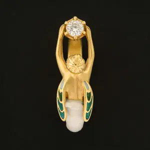 Vintage fairy ring, a ring made of gold material with enamel inlay, an elf-style personalized design ring, six-claw setting craftsmanship, three-dimensional elf shape, artistic ring, light luxury accessory, a gift for her.