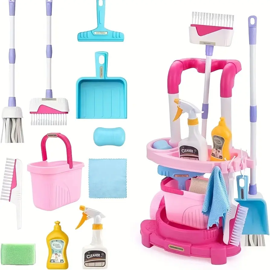 Cleaning Set, Cleaning Playset, Housekeeping Playset, Detachable Toy Vacuum and Broom Kit, Educational Pretend Play Toys for Toddlers, Perfect Gift for Kids