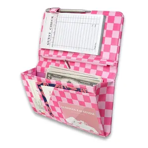 Cute Server Book for Waitress with Zipper &  Pockets - Retro Checkerboard Guest Check Holder Organizer for Restaurant Waitstaff (Hot , Large)