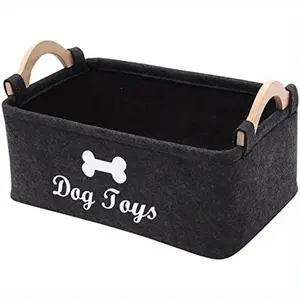 1 piece of black felt pet toy box, dog toy box, storage basket/container, Home Organizer – perfect for organizing pets and storing items.