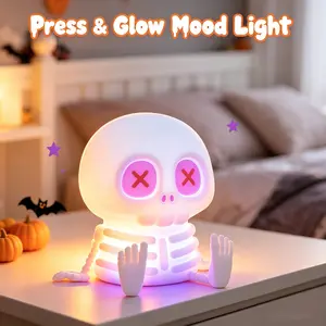 Ammonite Skeleton Night Light, Silicone Skull Lamp, 8 Colors & 2-Level Adjustable Warm Light, Touch Control LED Bedside Lamp for Home, Summerween Party, Halloween Decor, Gift for Christmas Birthday