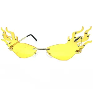 Costume Cosplay Masquerade Halloween Disco Party Gold Flame Sunglasses