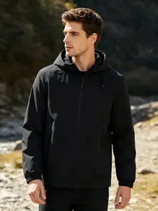 New Autumn Men’s Hooded Softshell Jacket — Lightweight, waterproof, windproof jacket with zipper; outdoor casual outerwear suitable for hiking, travel, and everyday wear