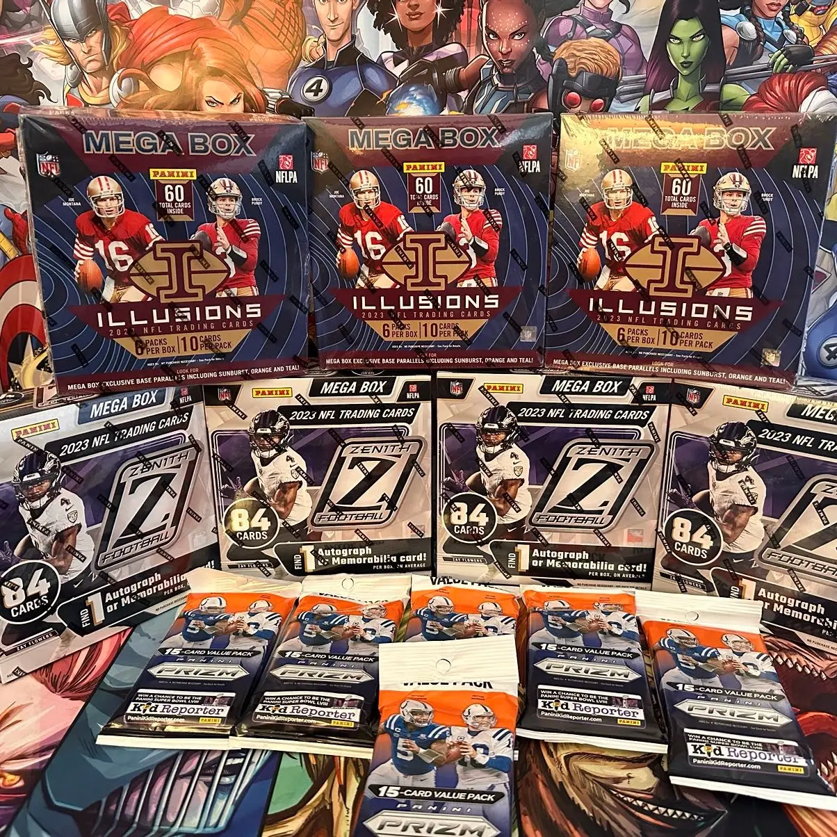 NFL PYT BREAK #01 (4) Zenith MEGAS (3) Illusions MEGAS (6) 23 PRIZM ...